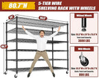 PrimeZone 6 Tier 80.7" H x 55.5" W x 24" D Wire Shelving with Wheels 3600lbs NSF Certified Storage Shelves Heavy Duty Metal Shelf Adjustable Rolling Rack Commercial Garage Restaurant Warehouse 3pcs