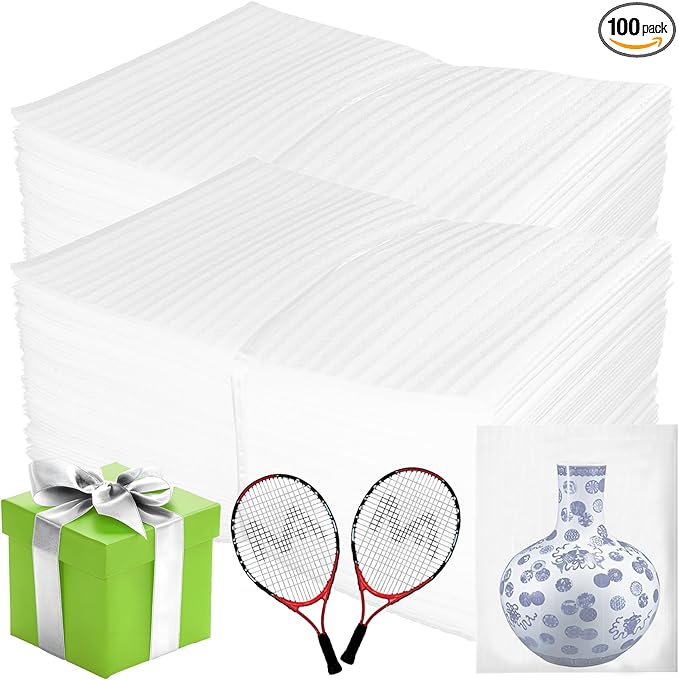 100 Pack 12'' x 16'' Cushion Foam Pouches, Moving Supplies for Dishes, Packing Materials for Dishes & Cups, Glass Packing Paper and Plate Protectors for Moving(300x400x0.5MM)