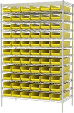 Akro-Mils 30164 Plastic Shelf Bins, Heavy Duty Storage Bins for Garage, Closet, and Drawer Organization, 24-Inch x 6-1/2-Inch x 4-Inch, Yellow, 6-Pack