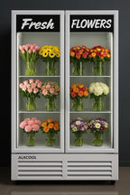 Commercial Flower Refrigerator Floral Display Cooler,White 2 Glass Doors Fridge With LED Light Adjustable Shelves,ETLSanitation Approval,40" Wide, Adjustable Shelves & Wheels Included