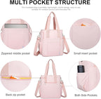NOL Insulated Lunch Bag for Women, Large Spacious Lunch Tote Bag With Removable Adjustable Shoulder Strap with Multi Pockets,Leakproof Cooler Bag,Lightweight Nylon Waterproof Lunch Box For Work,Pink