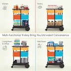 MEEDEN 3 Tier Rolling Utility Cart: Metal Heavy Duty Storage Cart Organizer with Wheels - Portable Tool Trolley for Home Office Kitchen