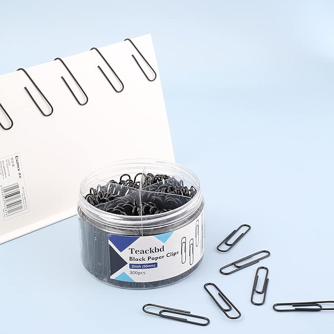 300Pcs Large Paper Clips,2 Inch Paper Clip,Jumbo Paperclips Great for Office Supplies, School(Black)