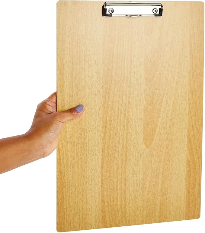 Extra Large Clipboard Pack - 4 Tabloid Clipboards, Extra Large 11.5 x 17.5 in Wooden Ledger - Solid Hardwood & Metal Low-Profile Clip with Hook for Classroom & Office Use