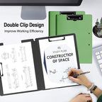 2 Pack Foldable Clipboards, A4 Office Clipboard Folder with Double Metal Clips, 360 Degree Foldable Binder Clipboard with Pen Holder, File Cover Work Folder Clipboards, Green