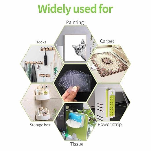 50PCS Double Sided Adhesive Pads for Mounting, 2.36in Two Sided Pre-Cut Square Tape, Sticky Tack Double Sided Tape for Walls Hanging, 2 Sided Nano Wall Mount Heavy Duty Removable Clear 60mm
