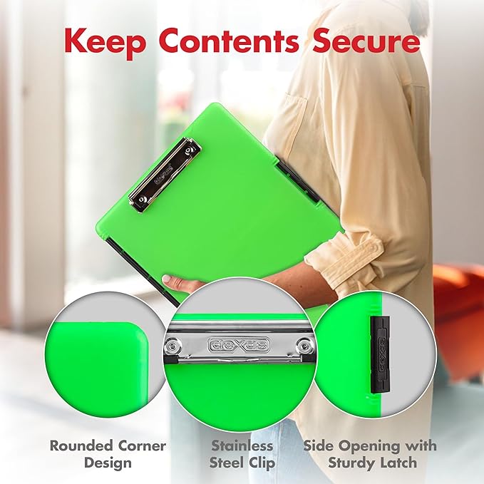 Dexas Slimcase 2 Plastic Clipboard with Storage and Side Opening