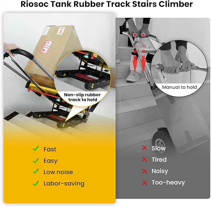 Electric Stair Climbing Dolly, Heavy Duty, Powered Stair Climber Dolly Cart with 6 Wheels Motor Powered for Furniture Logistics Warehouse, Black & Yellow, 120W