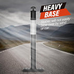 RoadHero 45 Inch Delineator Post with Rubber Base,Heavy Duty Black Traffic Delineator Posts Cones with Reflective Collars for Parking Lots, Road Safety, Construction Events 3 Pack