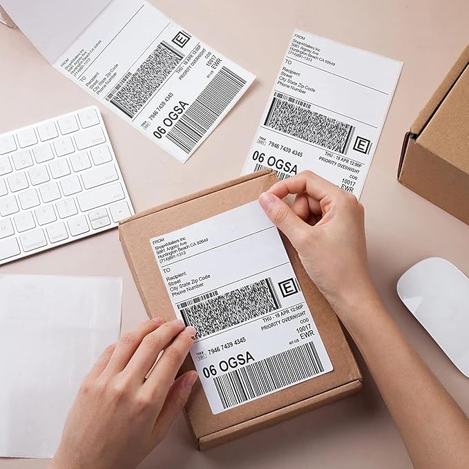 CEPRICO - 4”x 6” Direct Thermal Shipping Labels - 1 Roll (Per Roll 220 Labels) - Waterproof Perforated Self Adhesive Printable Stickers for UPS DHL FedEx USPS - Compatible w/Zebra & Thermal Printers