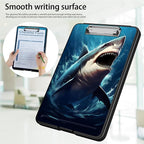 Clipboard with Storage,Office Supplies Nursing Clipboards Folder with Pen Holder Plastic Foldable Clip Board with Storage for Nurse Teacher,Shark in Sea