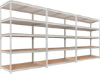 HOMEDANT 5 Tier Storage Shelves Adjustable Laminated Boltless Garage Metal Shelving Unit Heavy Duty Utility Rack Shelf Warehouse Pantry Closet Kitchen (3, (XL Deep) 48.1" W, White)