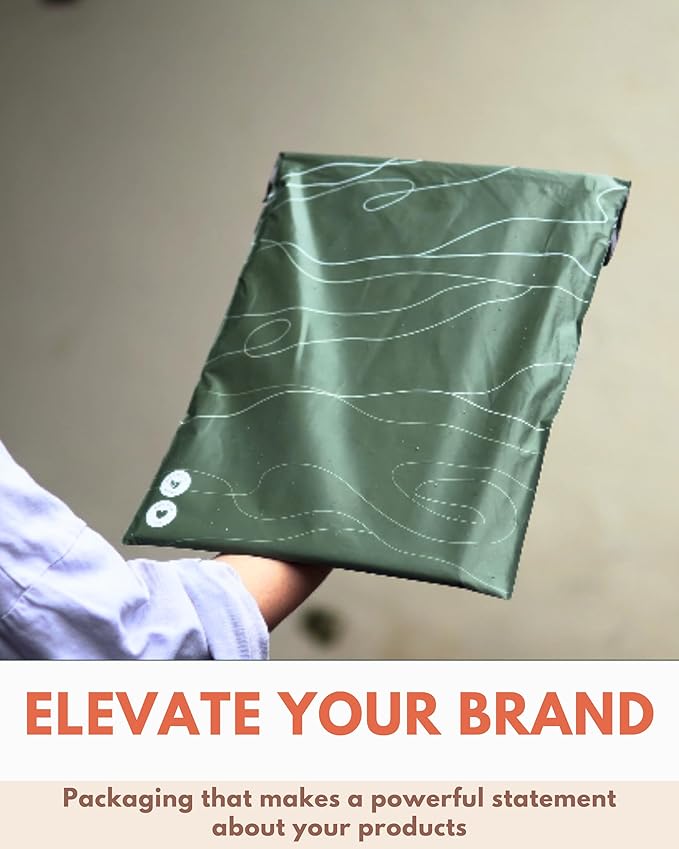 Poly Mailers 10x13-25 Pack Biodegradable Shipping Bags for Clothes - Impack Self-Seal Waterproof Thick Mailing Envelope for Accessories & Clothing - Tidal Moss