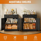 BESFUR Locking Cabinet with 2 Drawers and Lockable Doors, 36" H Black Metal Storage Cabinet with Adjustable Shelf for Home Office, Garage,School, Apartment, Warehouse
