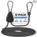 Fondwell 1/8" Adjustable Grow Light Hangers: 8 Pack of Tie Downs Rope - Small Ratchet Straps for Various Hanging and Strapping