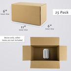 Frametory 11x6x6 Pack of 25 Corrugated Cardboard Packing Shipping Mailing Moving Carton Boxes, Brown