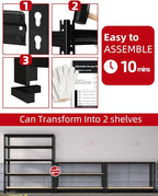 PrimeZone 36" x 16" x 72" Heavy Duty Storage Shelves - 5 Tier Adjustable Garage Storage Shelving, Metal Storage Utility Rack Shelf Unit for Warehouse Pantry Closet Kitchen, Black, 4 Pack