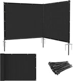 Patio 6' x 9' Outdoor Privacy Screen Freestanding Temporary Fence Panels Net Cover with Metal Poles for Outside Backyard Pool Garden Air Conditioner Fencing, Black
