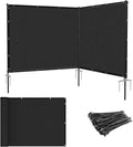 Patio 6' x 11' Outdoor Privacy Screen Freestanding Temporary Fence Panels Net Cover with Metal Poles for Outside Backyard Pool Garden Air Conditioner Fencing, Black