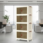 4 Tier Plastic Stackable Storage Bins and Boxes Organizer, Foldable Containers, Stackable Closet Organizers, Collapsible Boxes, White (4 Tier, 25.8″)