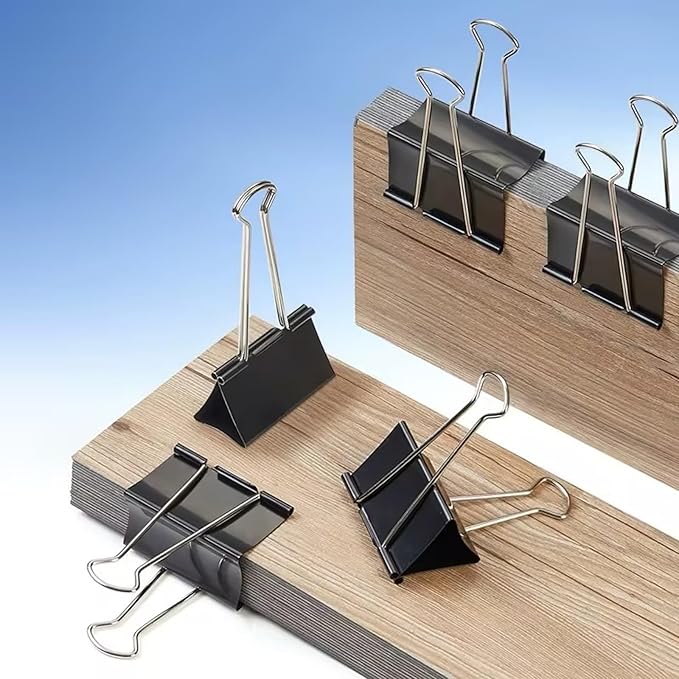 Jumbo Binder Clips, 3 Inch (6 Pack), Standard 75mm, Black, Drawing Board Clips, Fold Clamp, Paper Clips, Office and School Supplies
