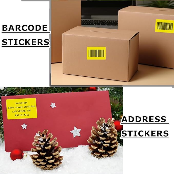 3" x 2" Thermal Labels Stickers Yellow, Thermal Printer hipping Stickers, Multipurpose Inventory Self-Adhesive Direct Thermal Label for Small Business (500 Labels/Roll)