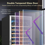 Tylza Wine Fridge 24 Inch, 189 Bottles Large Wine Cooler Refrigerator, Built-in or Freestanding Tall Wine Cooler with Upgraded Compressor, Low Noise, Fast Cooling and Intelligent Temperature Memory
