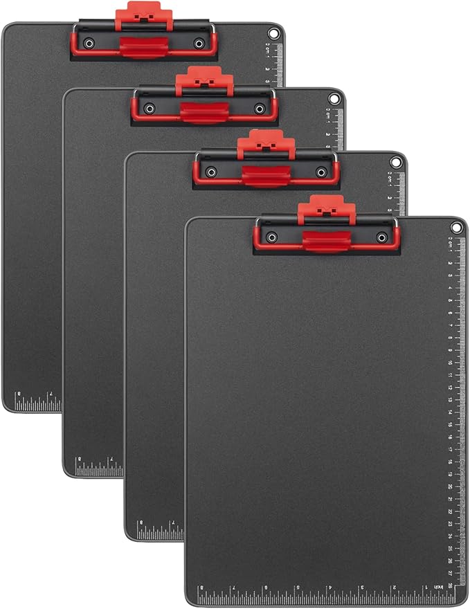 Clipboards with Pen Holder A4 Size 12.5x9 Inch Aluminum Protection Clip Board for Classrooms, Offices, School, Doctor, Coaches [Upgraded Clip] [4 Pack]
