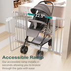 Cumbor 29.7-46" Baby Gate for Stairs, Gifts for Mom-Auto Close Dog Gate for The House, Easy Install Pressure Mounted Pet Gates for Doorways, Easy Walk Thru Wide Safety Gate for Dog, Gray
