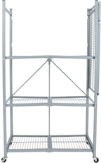 Origami R5 Series Foldable 4-Tier Steel Storage Rack, Pewter – Heavy-Duty Metal Shelving Unit w/ Removable Wheels for Laundry Room or Garage – Rolling Organizer for Home, Office & Warehouse