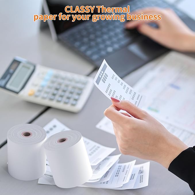 CLASSY Thermal Paper 3 1/8 x 230ft, 10 Rolls Receipt Paper for Cash Registers Printer, ATM Machine,Compatible with Wide Range of POS Systems for Small Business