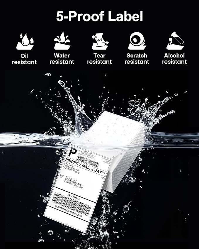 Phomemo 4x6 Thermal Labels for Shipping Label Printer - 500PCS Green Mailing Labels - 4x6 Direct Thermal Label Fanfold Compatible with Rollo,MUNBYN,Nelko,JADENS,POLONO - Water/Oilproof - NO BPA/BPS