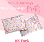 6x9 Designer Poly Mailer 100 Pack Heavy Duty Waterproof Self Seal Shipping Bags for Small Business Large Mailing Envelopes Bulk Tear Resistant Cute Packaging Preppy Leopard