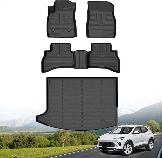 Hutisya-Floor Mats & Cargo Liner Fit for Buick Encore GX AWD 2020-2026(Cargo Tray in Upper Deck Position) All Weather Protection Anti-Slip & Durable TPE Full Set Liners Automotive Accessories-Black