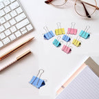 Binder Clips Assorted Sizes, 140 PCS Colored Binder Paper Clips Office Clips Office Supplies Desk, 4 Sizes Cute Binder Clips Large Medium Binder Clip Small Paper Clips Medium Paper Clamps (Colored)