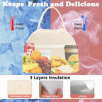FlowFly Lunch Bag for Women Insulated Lunch Box Corduroy Lunch Tote Cooler for Travel Work Picnic,Corduroy Beige