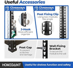 HOMEDANT 35.9" W 5 Tier Heavy Duty Garage Shelving Adjustable Metal Rack Storage Shelves Standing Shelf Unit Organizers Pantry Closet Black 1Pack