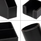 6 Piece Office Supplies/Desk Organizer Set with Desktop Leather Writing Pad,File Paper Tray,Magazine folder Holder, Pen Cup,Sticky Note Holder,Letter Mail Sorter,Workspace Decor for Women Men Black
