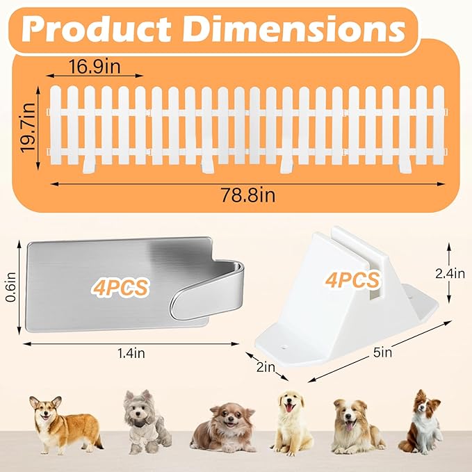 Short Dog Gate 19.7 x 78.7 Inch Adjustable Puppy Gate Indoor Folding Pet Door Small Dog Fence Freestanding Pet Barrier for Doorways Stairs Hallways