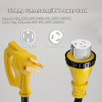 50 Amp Generator Cord, 15FT 50 Amp RV Extension Cord with Twist Lock, Generator Cable 50A 4 Prong Yellow, NEMA 14-50P/SS2-50R Heavy Duty STW Wire for RV Camper & House
