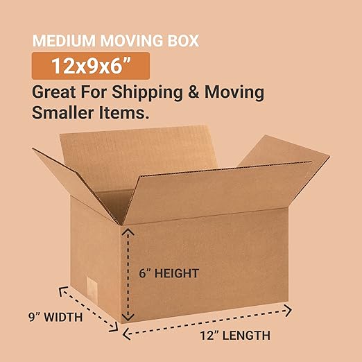 Aviditi Shipping Boxes Small 12"L x 9"W x 6"H, 25-Pack | Corrugated Cardboard Box for Packing, Moving and Storage