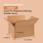 Aviditi Shipping Boxes Small 12"L x 9"W x 6"H, 25-Pack | Corrugated Cardboard Box for Packing, Moving and Storage