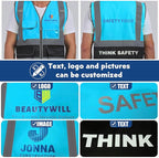 BeautyWill 10/20 Pack Custom Logo Safety Vest,Bulk High Visibility Class 2 Reflective Work Vests