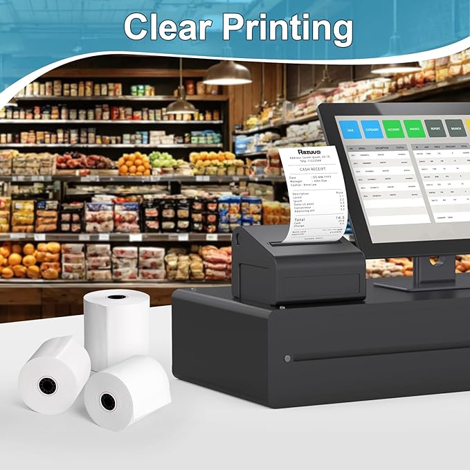 3 1/8 x 230 Thermal Paper Rolls, BPA BPS Phenol Free - 50 Count for POS Systems and Credit Card