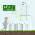 Decorative Garden Fence Border 32inX20ft Outdoor Green No Dig Temporary Iron Wire Edge Flowers Fencing Panels Rustproof Metal Folding Garden Fencing for Yard