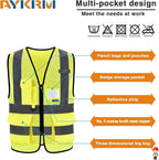 A-SAFETY High Visibility Mesh Safety Reflective Vest with Pockets and Zipper,Hi Vis Viz Reflective Safety Vest(Yellow Mesh XXL)