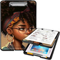A4 Clipboards,Heavy Duty Waterproof Nursing Plastic Folder Clipboard with Storage Clip Boards,File Folder Storage Box Clipboard Case for Teacher,Doctor,Offices,Black African American