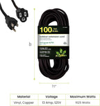 Go Green Power Inc. (GG-13800BK) 14/3 SJTW Outdoor Extension Cord, Black, 100 ft