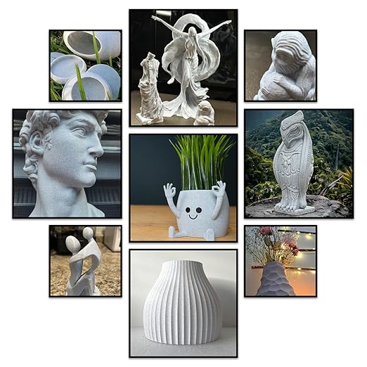 Geeetech Marble PLA 3D Printer Filament, Stone-Like Appearance, 1kg Spool (2.2lbs), 1.75mm Dimensional Accuracy +/- 0.02 mm, Marble White-Grey Color