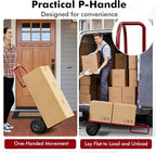 Goplus Hand Truck, P-Handle Hand Truck Dolly with Vertical Loop Handle, 10” Wheels, 15” x 9” Foldable Nose Plate, 660 LBS Capacity, Heavy Duty Metal Dolly Cart for Lifting, Moving, Delivery, Stairs